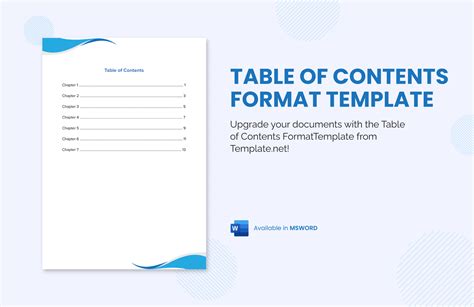 Table Contents Template Word