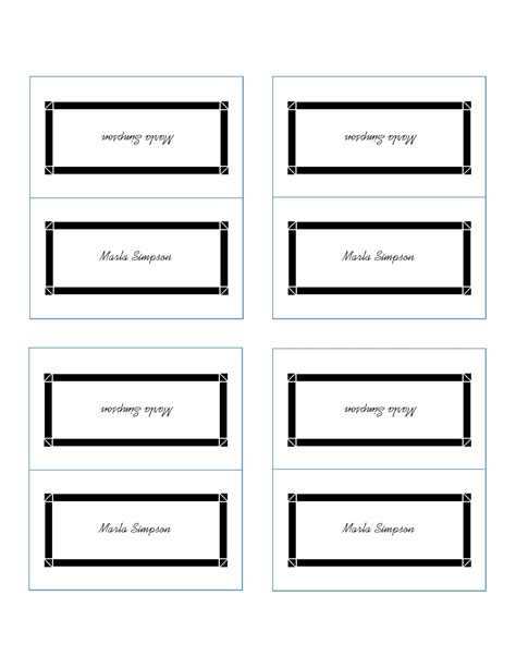 Table Placement Cards Template