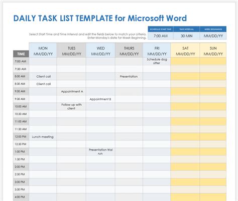 Task List Template Word