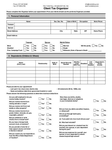 Tax Organizer Template