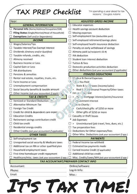 Tax Preparation Checklist Template