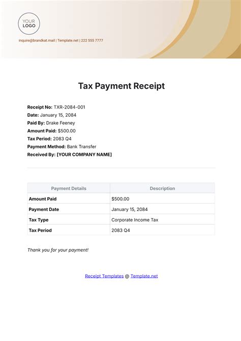 Tax Receipt Template