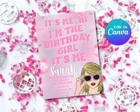 Taylor Swift Birthday Invitation Template