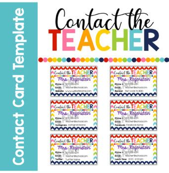 Teacher Contact Card Template