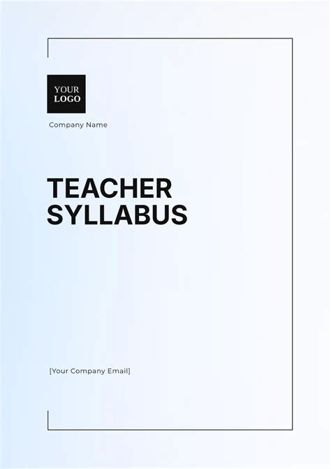 Teacher Syllabus Template