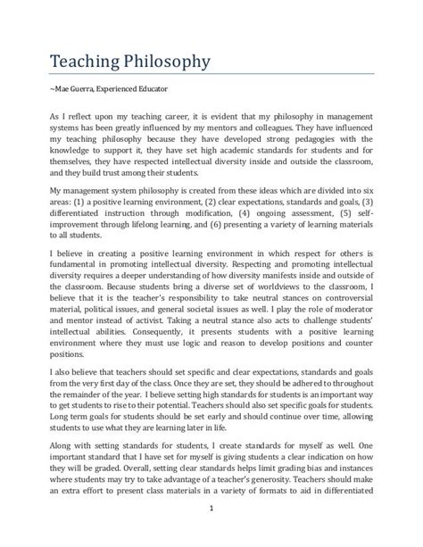 Teaching Philosophy Statement Template