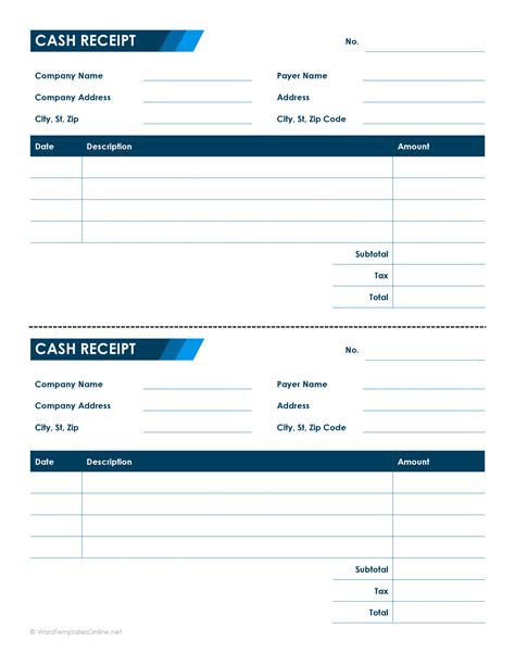 Template Cash Receipt
