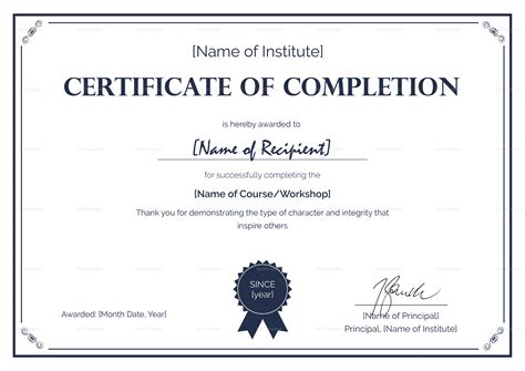 Template Certificates Of Completion