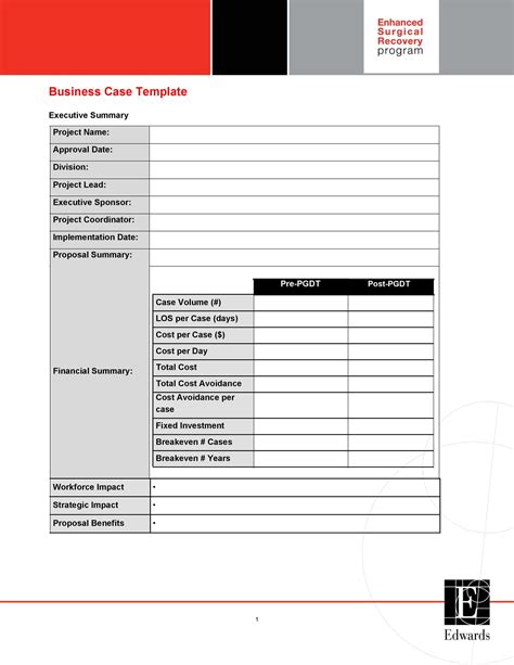 Template For Business Case