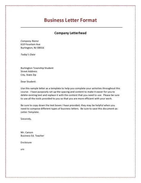Template For Business Letter Microsoft Word
