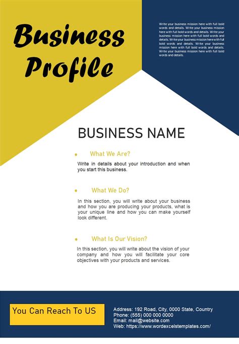 Template For Business Profile