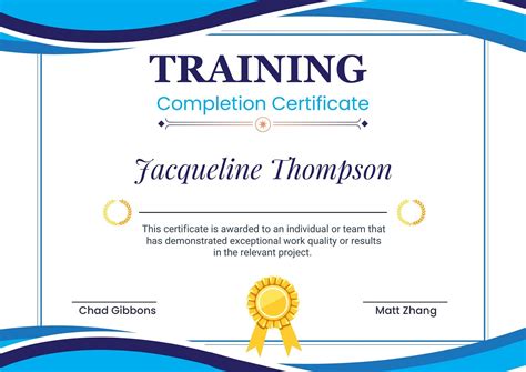 Template For Certificate Of Training