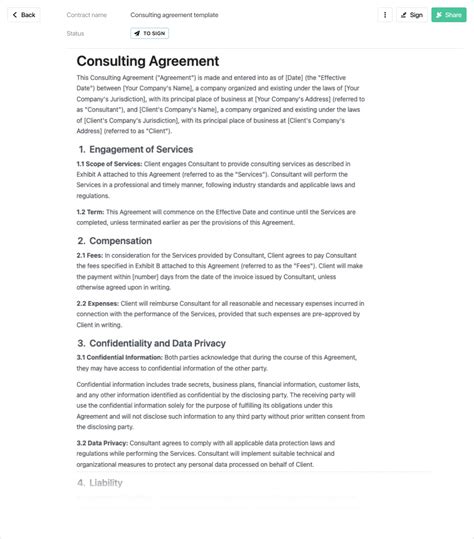 Template For Consulting Contract