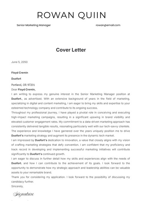 Template For Cover Letter