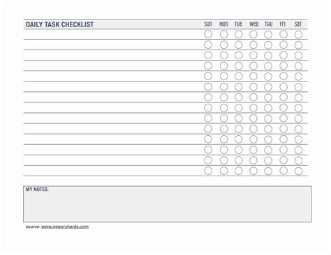 Template For Daily Tasks