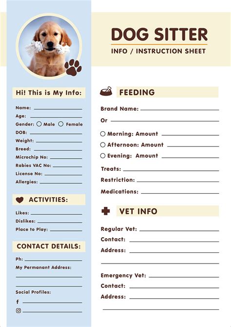 Template For Dog Sitter