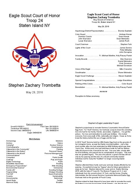 Template For Eagle Scout Court Of Honor Program