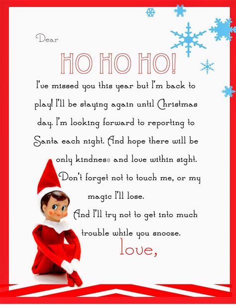 Template For Elf On The Shelf Letter