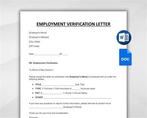 Template For Employment Letter