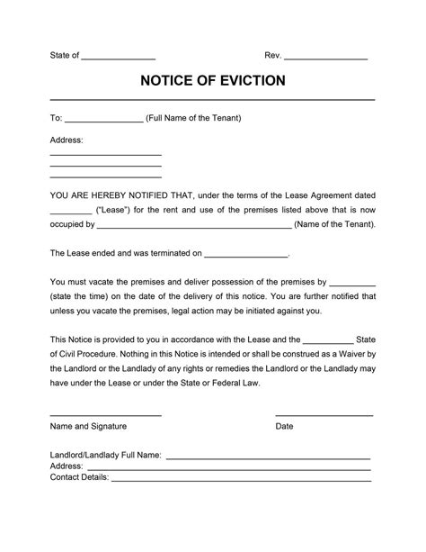 Template For Eviction Notice Free