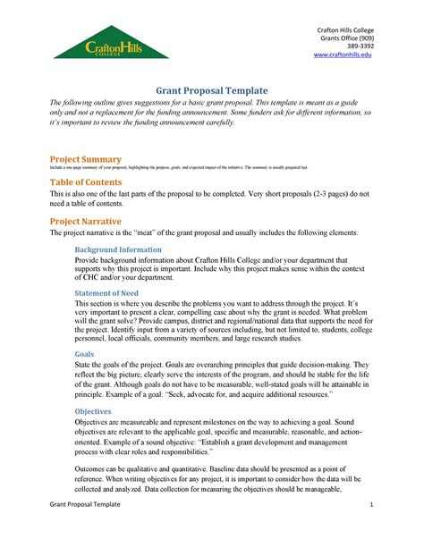 Template For Grant Proposal