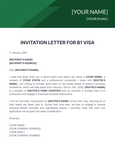 Template For Invitation Letter For Visa