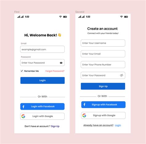 Template For Login And Signup Page