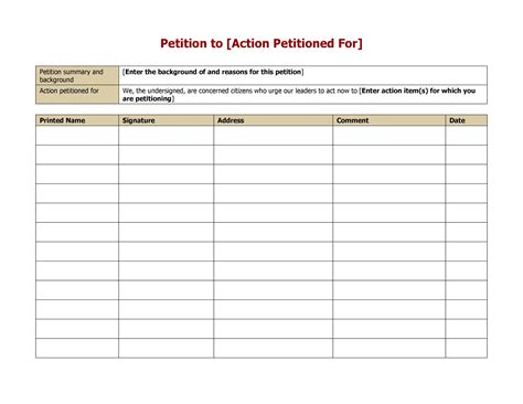 Template For Petition