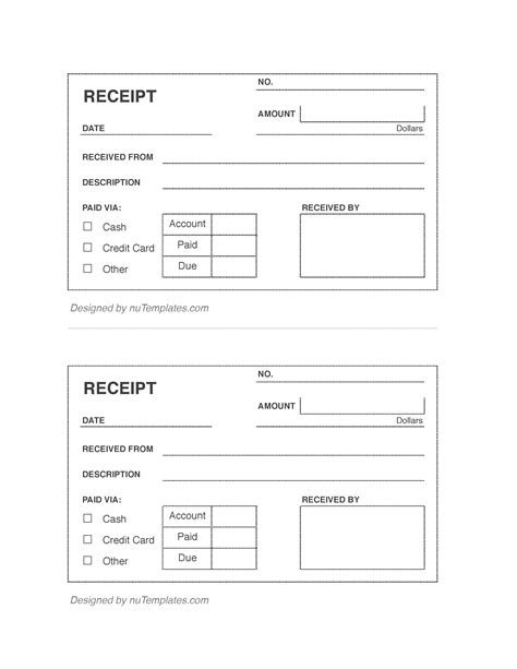 Template For Receipts