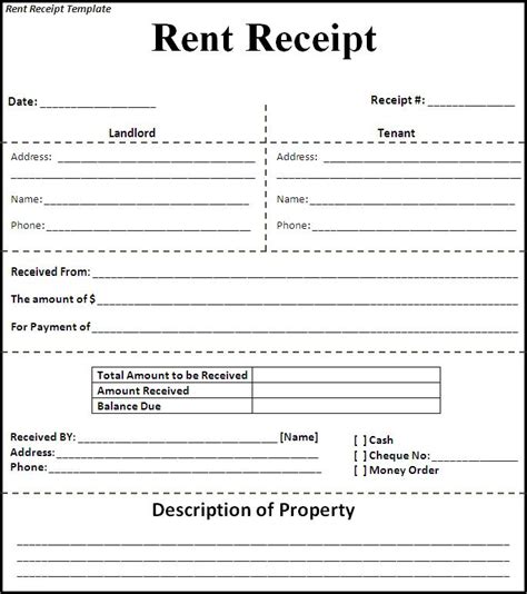 Template For Rent Receipt