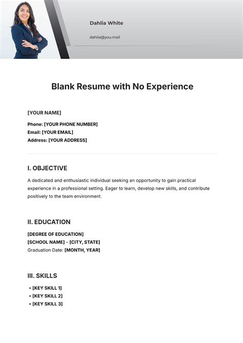 Template For Resume With No Experience