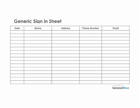 Template For Sign In Sheet On Excel