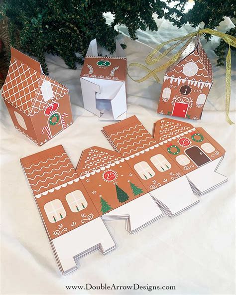 Template For Small Houses To Fold Cardstock Advent Calendar