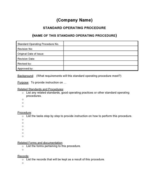 Template For Standard Operating Procedure