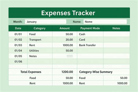 Template For Tracking Expenses