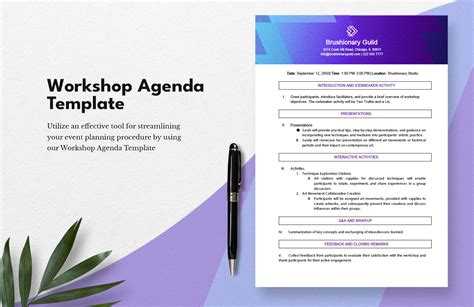 Template For Workshop Agenda
