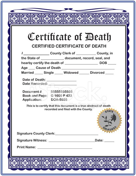 Template Of Death Certificate