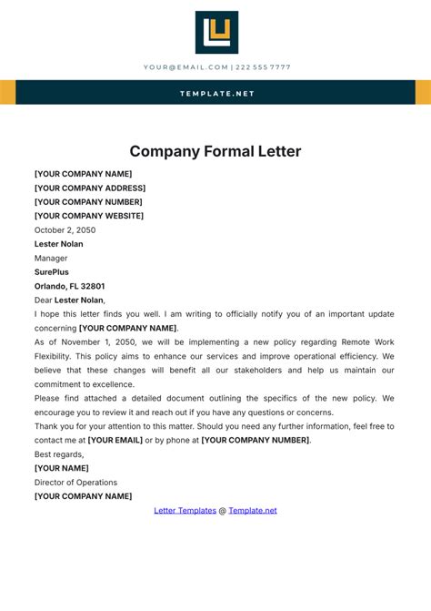 Template Of Letter