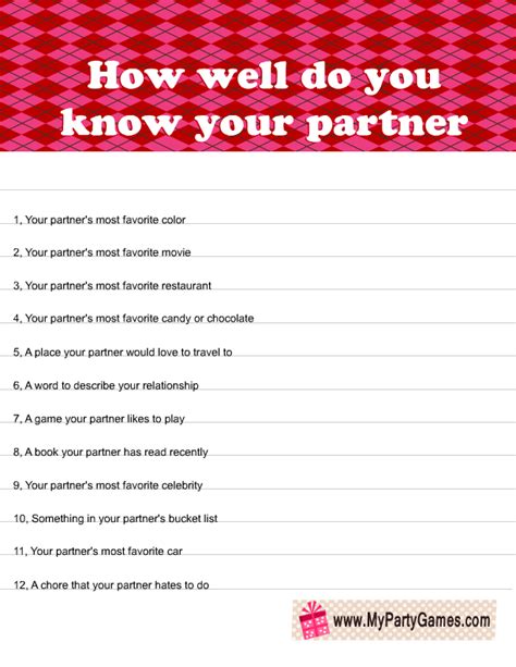 Template Quiz On How Well You Know Your Partner