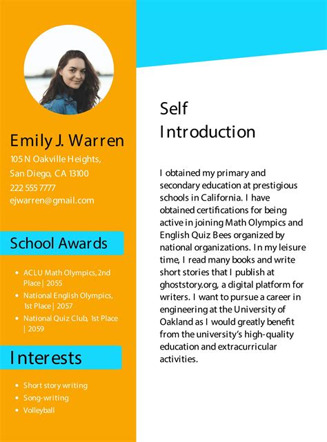 Template Self Introduction