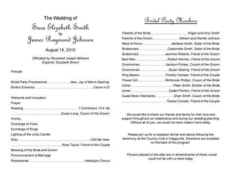 Template Wedding Programs