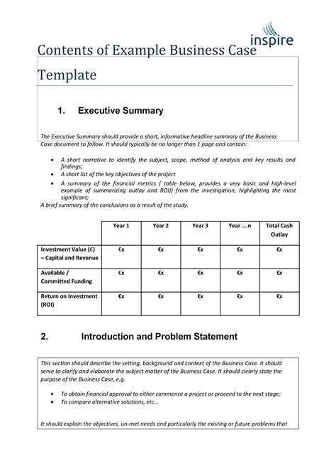 Templates For Business Case