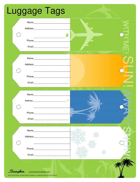 Templates For Luggage Tags Free
