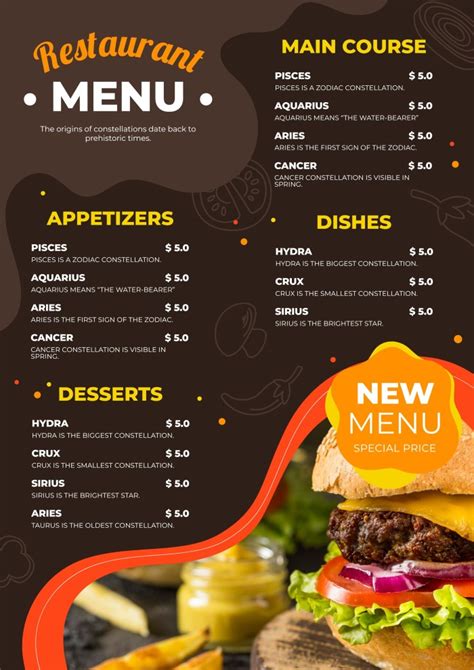 Templates For Menus