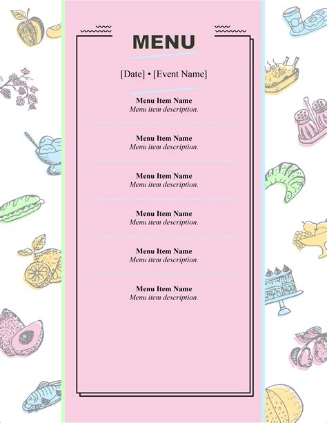 Templates For Menus Free