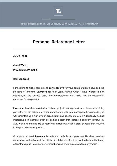 Templates For Reference Letters