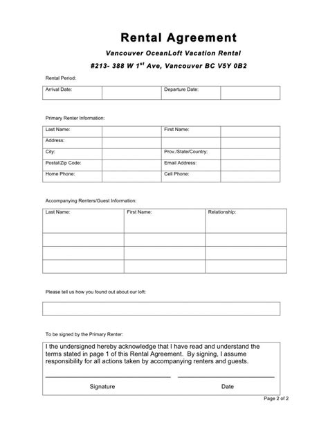 Templates For Rental Agreement