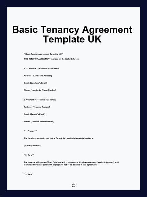Tenancy Agreement Template Uk