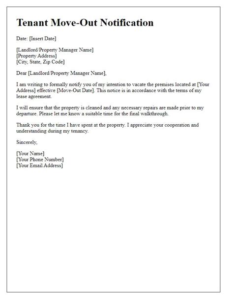 Tenant Move Out Letter Template