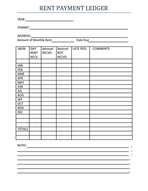 Tenant Rent Ledger Template